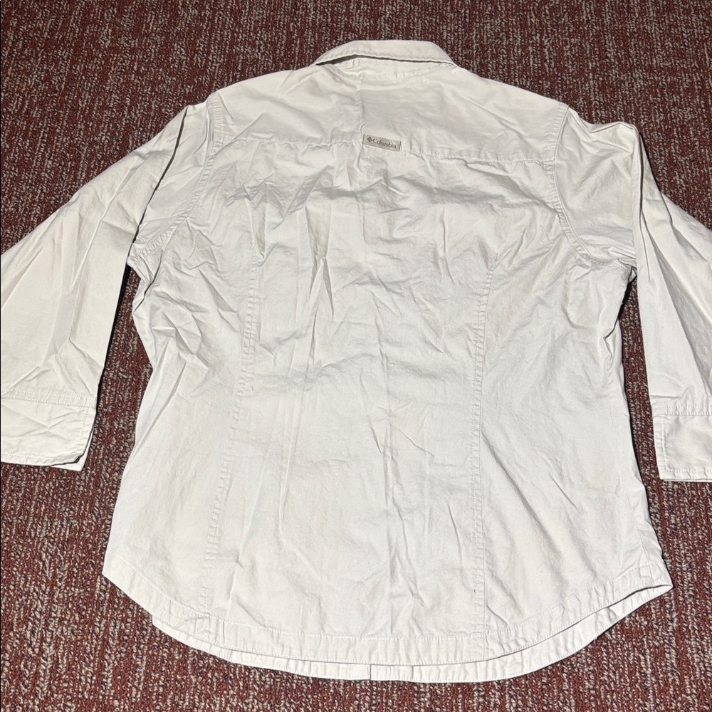 Columbia 100% cotton women’s Large 3/4 sleeve button down hiking outdoor shirt - Picture 12 of 14